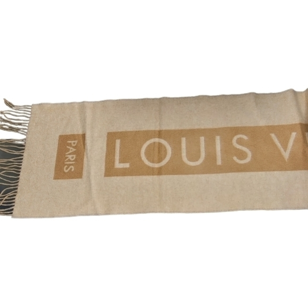 Louis Vuitton Beige & Tan Monogram Logo Scarf Wrap - Picture 3 of 9